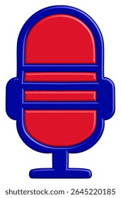 Icono de micrófono rojo y azul estilizado Vector