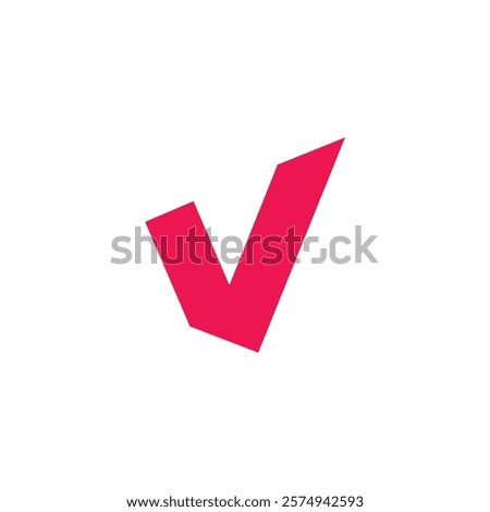 A stylized red checkmark or tick mark, a symbol commonly used to indicate completion, approval, or correctness.