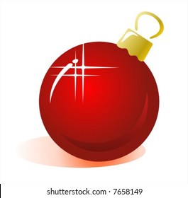 Stylized red christmas ball on a white background. Digital illustration.