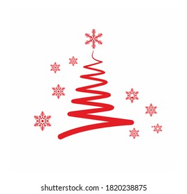 stylized red christmas tree design, christmas holidays