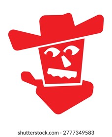 Stylized red cowboy mascot icon with a blocky face, wearing a wide-brimmed hat and bandana.