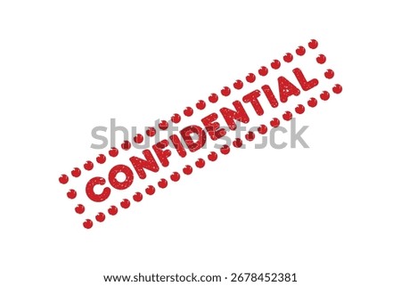 A stylized red distressed CONFIDENTIAL stamp with dotted border, perfect for legal documents, security markings, and confidentiality official branding needs.

