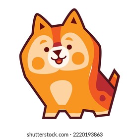 stylized red dog with brown spots, cartoon illustration, isolated object on white background, vector, eps