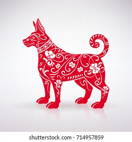 stylized red dog on a light background