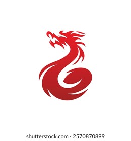 A stylized, red dragon graphic, perfect for logos, branding, or design projects.