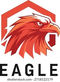 Logotipo estilizado de la cabeza del águila roja con el marco geométrico