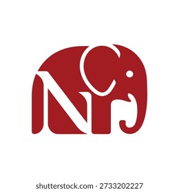 A stylized red elephant graphic with the letters N and C integrated into its body, representing a logo or symbol.
