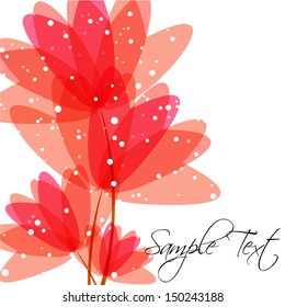 Stylized red flowers. Abstract floral background.