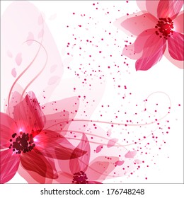 Stylized red flowers. Abstract floral background.