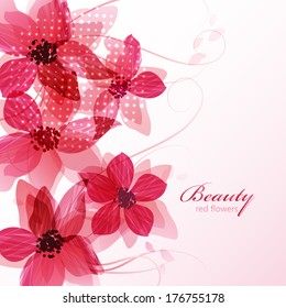 Stylized red flowers. Abstract floral background. Vector illustration