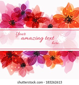 Stylized red flowers. Abstract floral background.