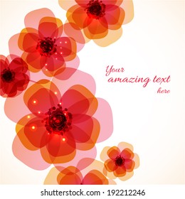 Stylized red flowers. Abstract floral background.