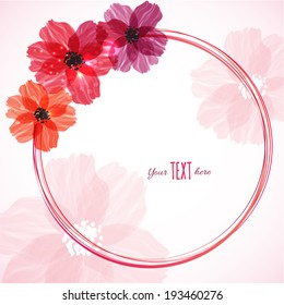 Stylized red flowers. Abstract floral background.