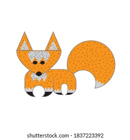 Stylized Red Fox. Character Vector Illustration Isolated on White Background.