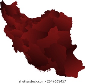 Stylized Red Gradient Map of Iran with Highlighted Provinces