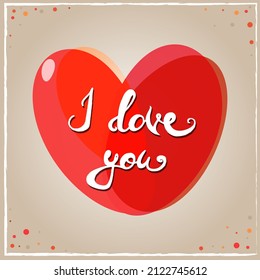 Stylized red heart with the inscription I love you.