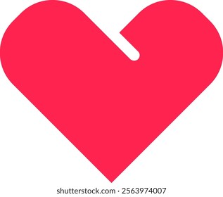 Stylized red heart symbolizing love, care, health, and emotions, featuring a notch adding a unique touch, perfect for Valentine s Day, healthcare campaigns, or expressing affection