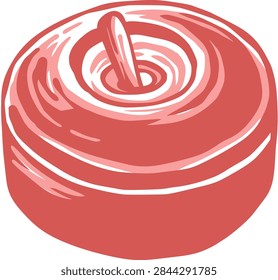 Stylized red lamp switch or control button with circular base