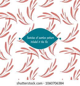  stylized red leaf pattern. Vector illustration