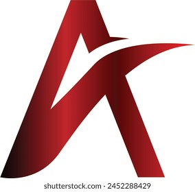 stylized red letter “A” with an integrated star design. The “A” is sleek and modern, featuring sharp angles. The overall composition balances simplicity and visual appeal. It evokes a sense of dynamic