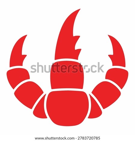 A stylized red lobster claw logo icon in vector format, perfect for seafood restaurants or culinary branding.