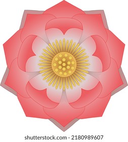A stylized red lotus. Going for a more natural color palette. Vector.