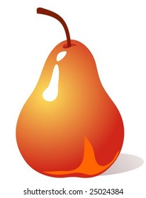 Stylized red pear isolated on a white background.