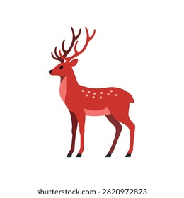 Stylized Red Reindeer Artwork, Ideal for Christmas Projects