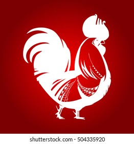 Stylized red rooster. New Year illustration 2017