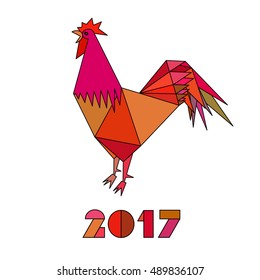 stylized red rooster on a dark background