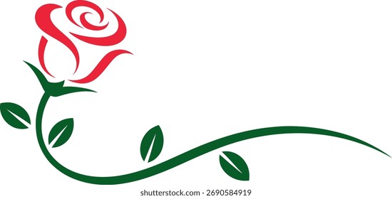 Stilisierte rote Rose mit grünem Stem Rahmen