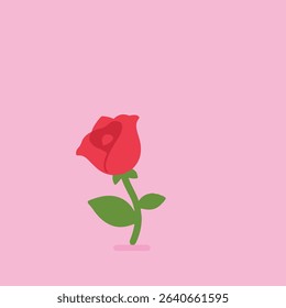 Stylized Red Rose Illustration on Pink Background