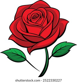 Stylized Red Rose vector style illustration