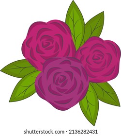 rosas rojas estilizadas resaltadas sobre un fondo blanco. Flores vectoriales al estilo de las caricaturas.Ilustración vectorial para saludos, bodas, diseño floral.