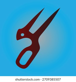 A stylized red scissor icon with a light blue background is displayed