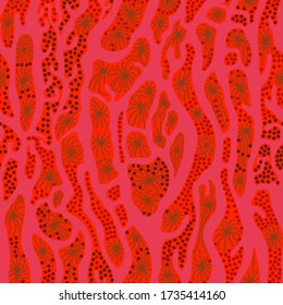 Stilisierte rote Algen in Vektor nahtlos Muster für Dekoration, Packpapier, Textil.