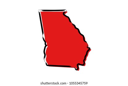 Stylized red sketch map of Georgia