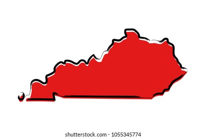 Stylized red sketch map of Kentucky