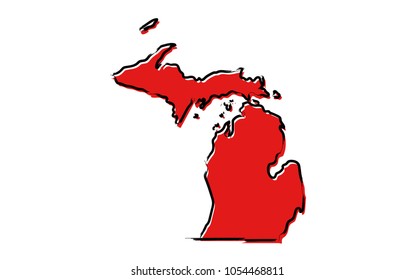 Michigan Outline Images, Stock Photos & Vectors | Shutterstock