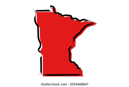 Stylized red sketch map of Minnesota