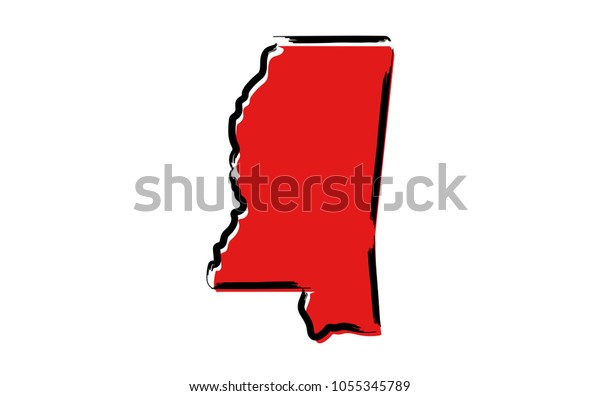 Stylized Red Sketch Map Mississippi Stock Vector (Royalty Free ...