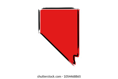 Stylized red sketch map of Nevada