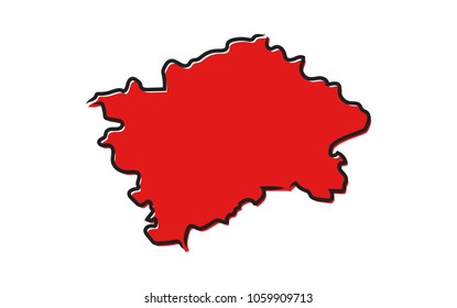 Stylized red sketch map of Prague, Czech republic