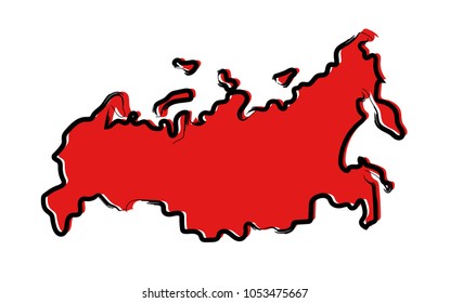 Stylized red sketch map of Russia