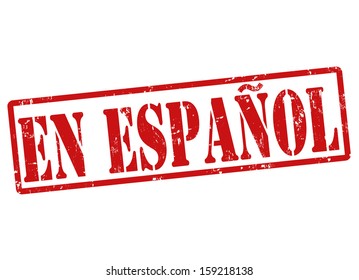 Stylized red stamp showing the term  in spanish on white, vector illustration