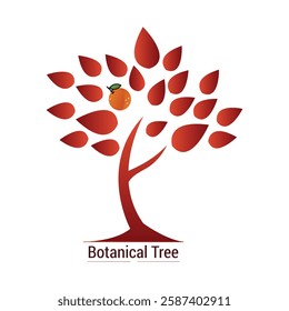 Stylized Red Tree Logo – Abstract Botanical Design with Teardrop Leaves and Vibrant Gradient