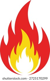Stylized red and yellow flames against a white background fire heat