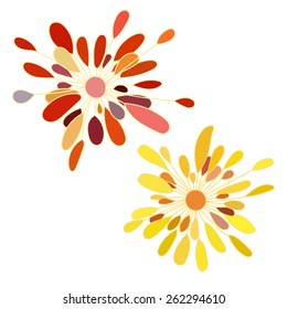 Stylized red and yellow flowers