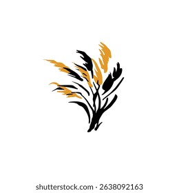 Stylized reeds sway elegantly isolated centrally