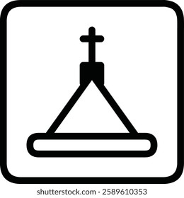 Stylized Religious Icon Depicting A Church Symbol with Geometric Design Elements